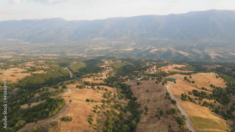 Aerial sunset view of Ograzhden Mountain, Blagoevgrad Region, Bulgaria Aerial sunset view of Ograzhden Mountain, Blagoevgrad Region, Bulgaria