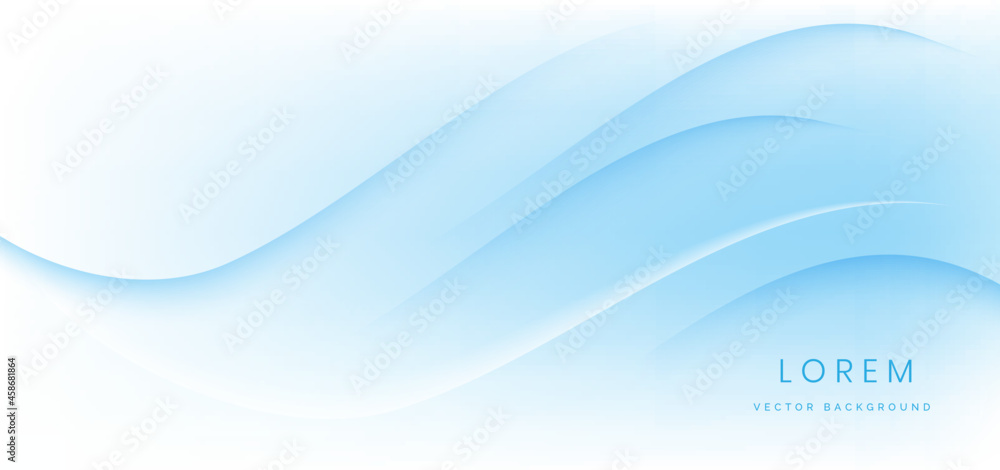 Abstract wave trendy geometric abstract background with white and blue gradient.