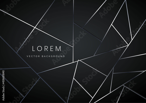 Luxury background silver polygonal shape on black backgroud.