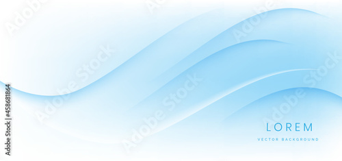 Abstract wave trendy geometric abstract background with white and blue gradient.
