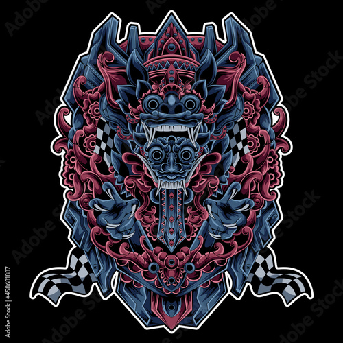 barong and rangda bali indonesian culture vector illustration
