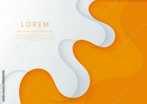 Abstract modern orange and white waves lines background with copy space for text.
