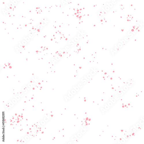 Paint drops. Spray. Spots. Little cute hearts. Seamless vector pattern  background . 