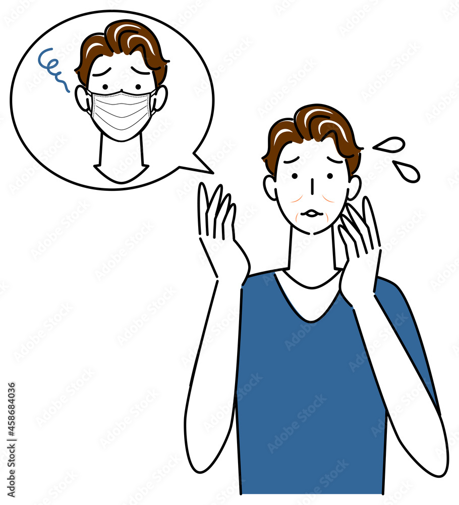 スキンケア マスクの着用が原因で顔のしわやたるみが出来た男性 イラスト シンプル ベクター
Skin Care. Man with wrinkles and sagging face caused by wearing a mask. Illustration simple vector. スキンケア マスクの着用が原因で顔のしわやたるみが出来た男性 イラスト シンプル ベクター
Skin Care. Man with wrinkles and sagging face caused by wearing a mask. Illustration simple vector.