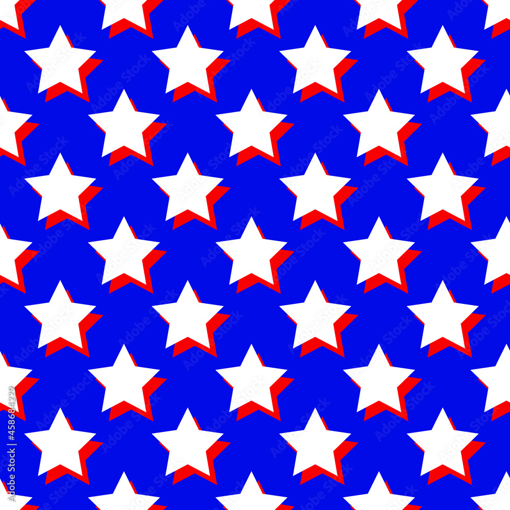 White and red stars on a blue background, texture for design, seamless pattern, vector illustration White and red stars on a blue background, texture for design, seamless pattern, vector illustration