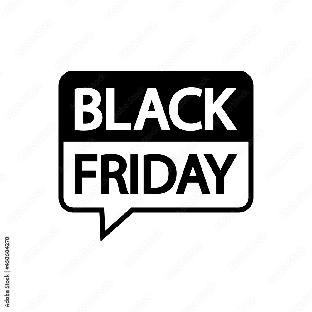 Logotipo con texto Black Friday en burbuja de habla en color negro