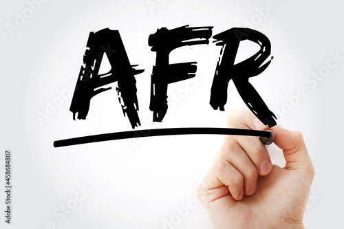 AFR - Applicable Federal Rate acronym with marker, business concept background photo