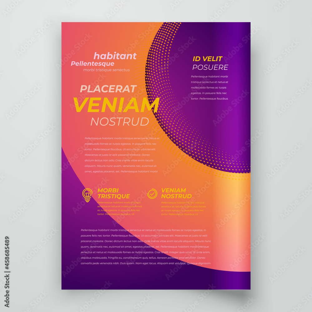 Flyer Cover design template circle theme violet and orange color background vector
