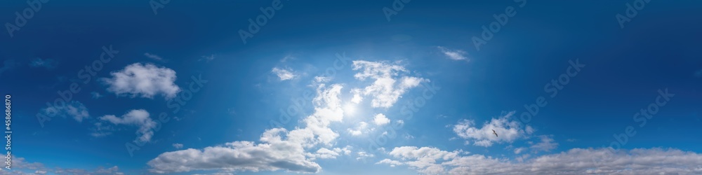 Blue sky panorama with Cirrus clouds in Seamless spherical equirectangular format. Full zenith for use in 3D graphics, game and editing aerial drone 360 degree panoramas for sky replacement. Blue sky panorama with Cirrus clouds in Seamless spherical equirectangular format. Full zenith for use in 3D graphics, game and editing aerial drone 360 degree panoramas for sky replacement.