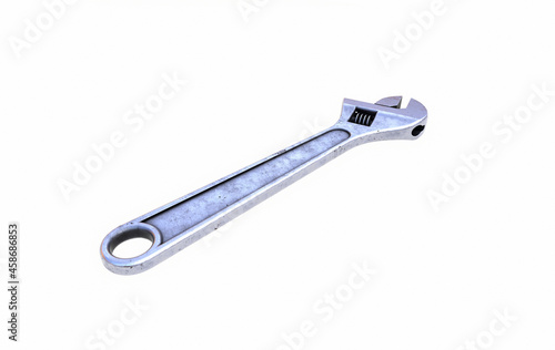 Adjustable wrench 3d render isolated on white background without a shadow photo