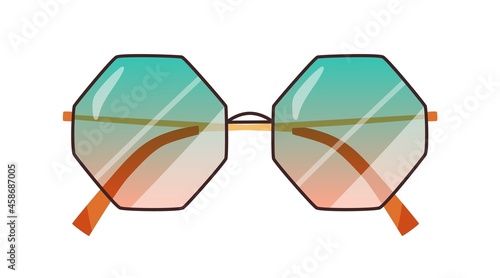 Fashion sunglasses with gradient lenses. Stylish octagon sun glasses with thi...