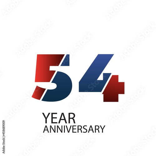 54 th anniversary event party. Vector illustration. numbers template for Celebrating.