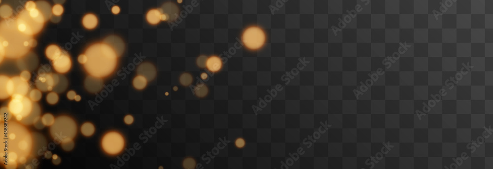 Gold bokeh on isolated transparent background. Light effect png ...