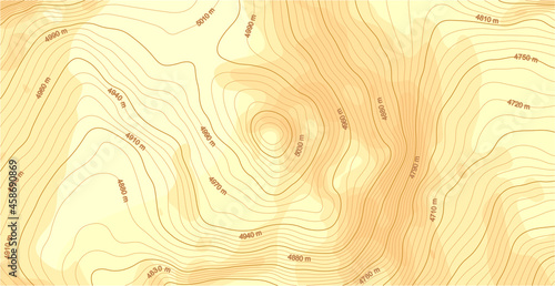Abstract vector topographic map in yellow colors