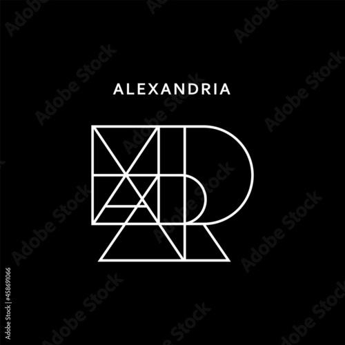 ALEXANDRIA name logo .symbol Creative modern logo design illustration