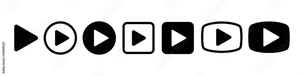 Play icon vector illustration. Different forms Play icon vector illustration. Different forms