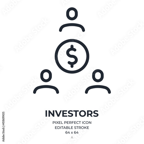 Investors or stakeholders concept editable stroke outline icon isolated on white background flat vector illustration. Pixel perfect. 64 x 64.