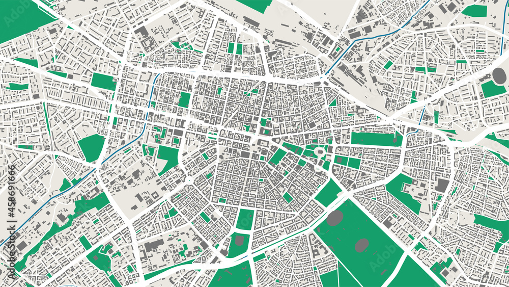 Obraz premium Vector map of Sofia, Bulgaria, Catalonia. Urban city in Bulgaria, Catalonia. Street map art poster illustration.
