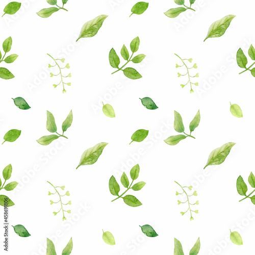 Hand painted watercolor seamless pattern Lovely foliage