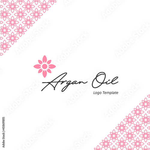 Argan Oil LogoVector pattern packaging design template and emblem, beauty and cosmetics, Logo in trendy linear style Argan Oil seed leaf Logo 2