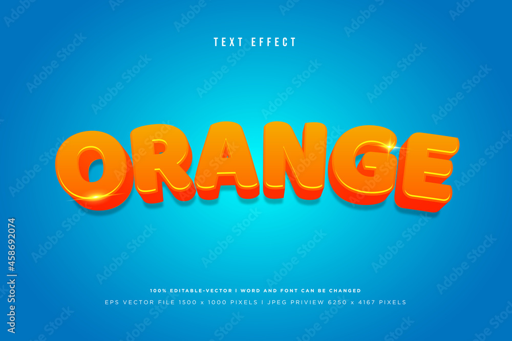Orange 3d text effect on blue background
