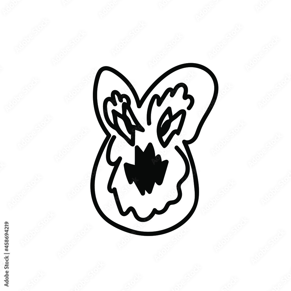 Vector flower for Halloween with black line on white background doodle style.Holiday,horror,scary illustration for all saints day hand drawn.Designs for invitations,social media,posters,packaging.