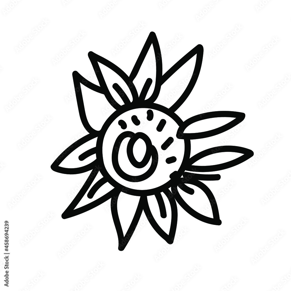 Vector flower for Halloween with black line on white background doodle style.Holiday,horror,scary illustration for all saints day hand drawn.Designs for invitations,social media,posters,packaging. Vector flower for Halloween with black line on white background doodle style.Holiday,horror,scary illustration for all saints day hand drawn.Designs for invitations,social media,posters,packaging.