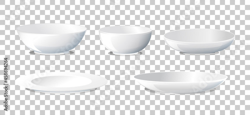 Set of plate and bowl side view
