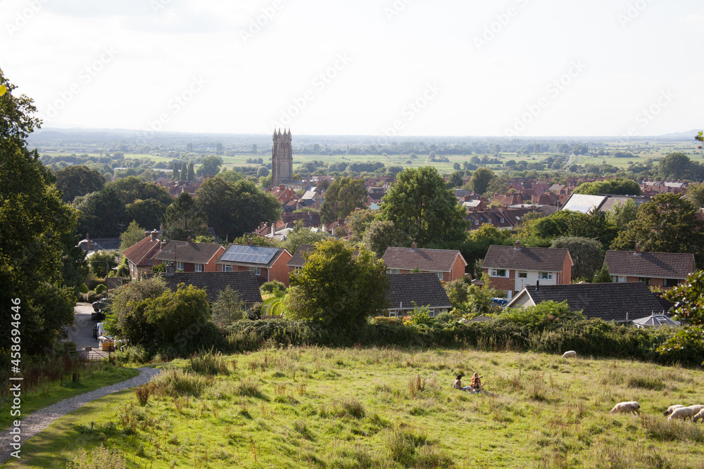 Views across Glastonbury and Somerset in the UK