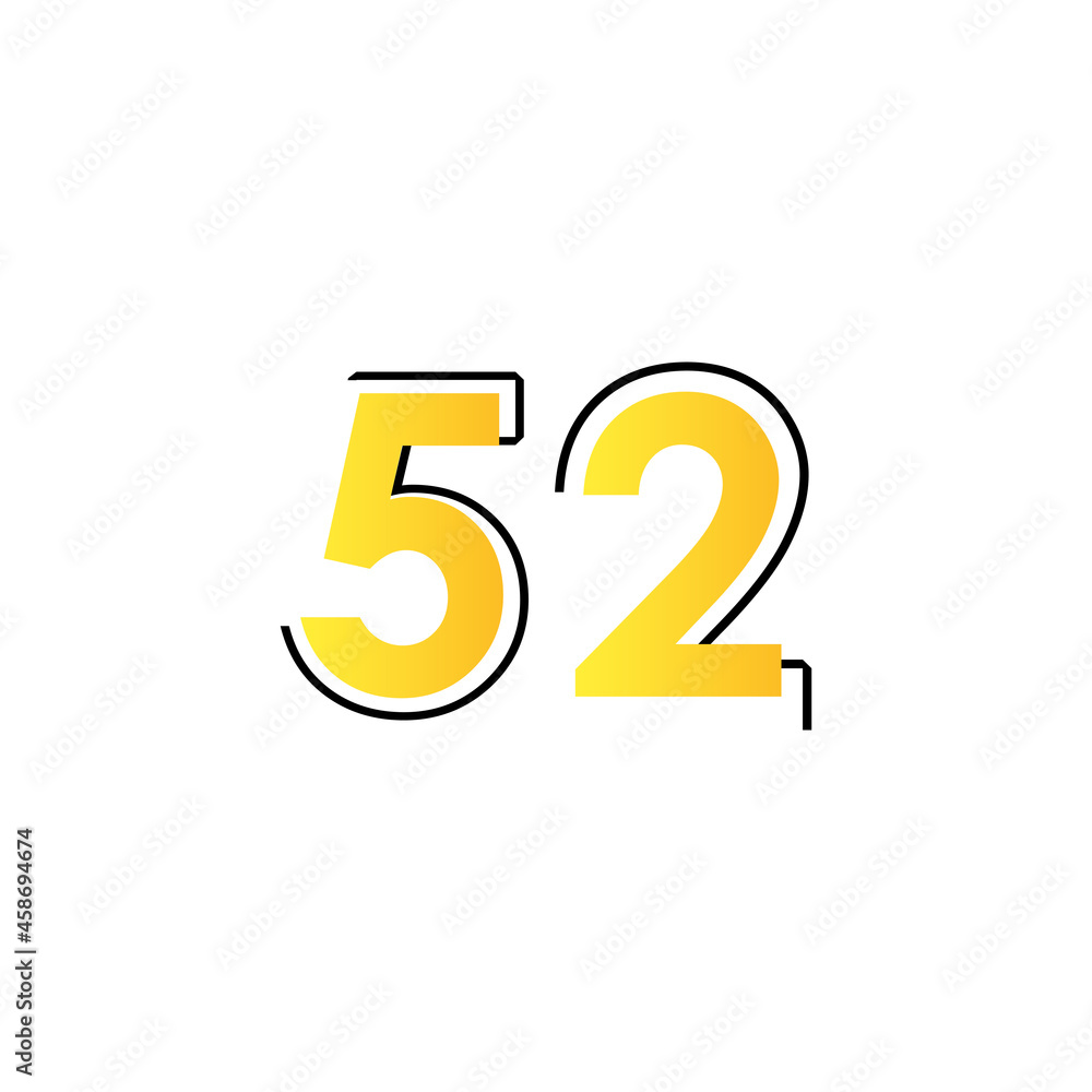 52 th anniversary event party. Vector illustration. numbers template for Celebrating. 52 th anniversary event party. Vector illustration. numbers template for Celebrating.