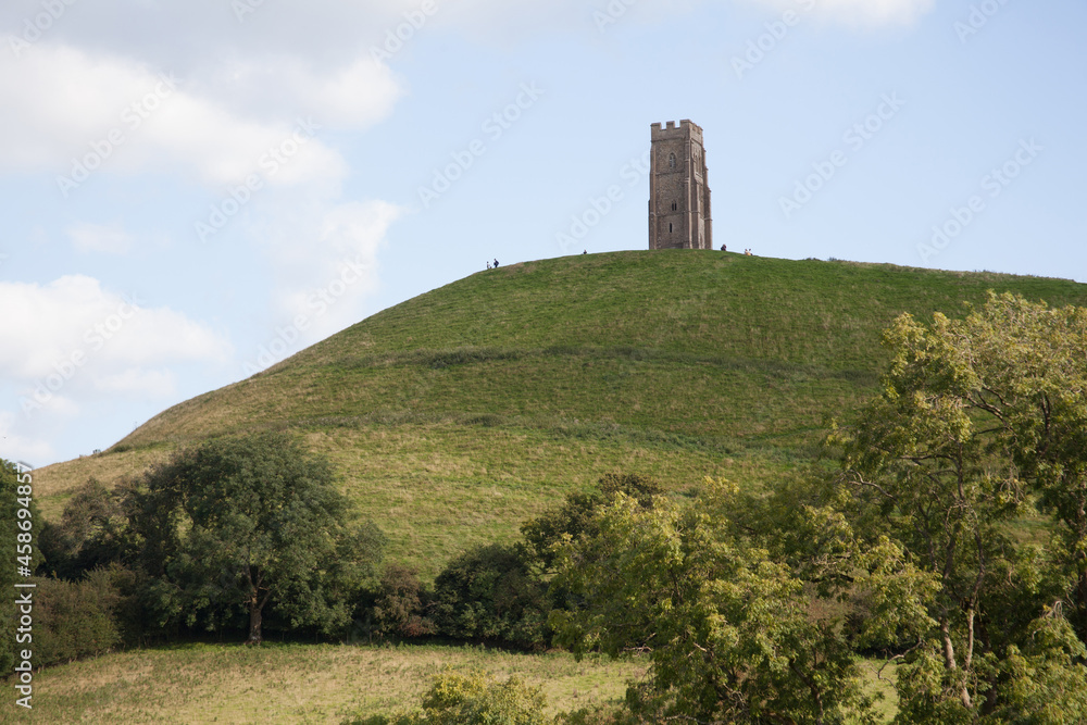 The Glastonbury Tor on a hill in Glastonbury, Somerset in the UK