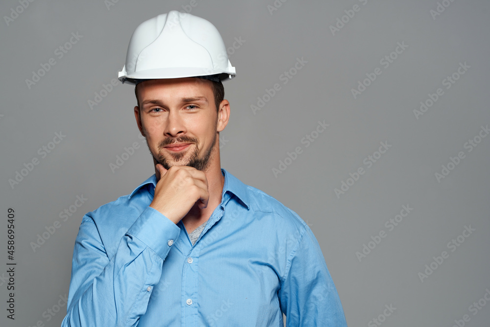 funny male engineer work uniform professional construction