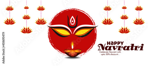 
Illustration of Goddess Maa Durga in Happy Dussehra Navratri background Template Design celebrated in Hindu Religion and festival of durga puja