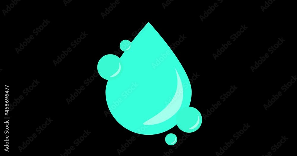 Water drop Emoji reaction, icon animation on black background Stock