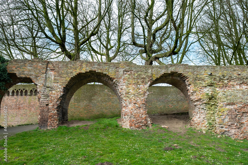 Part of the old city wall of Nijmegen, Gelderland Province, The Netherlands