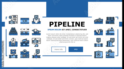 Pipeline Construction Landing Web Page Header Banner Template Vector. Installation And Repair Pipeline Construction, Engineering And Welding Pipe Illustration