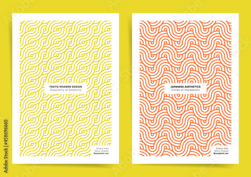 Vintage positive geometric posters backgrounds fro home decoration. Minimal retro design for brochure, a4 presentation, identity, flyers, poster and covers. Vector yellow and orange print illustration