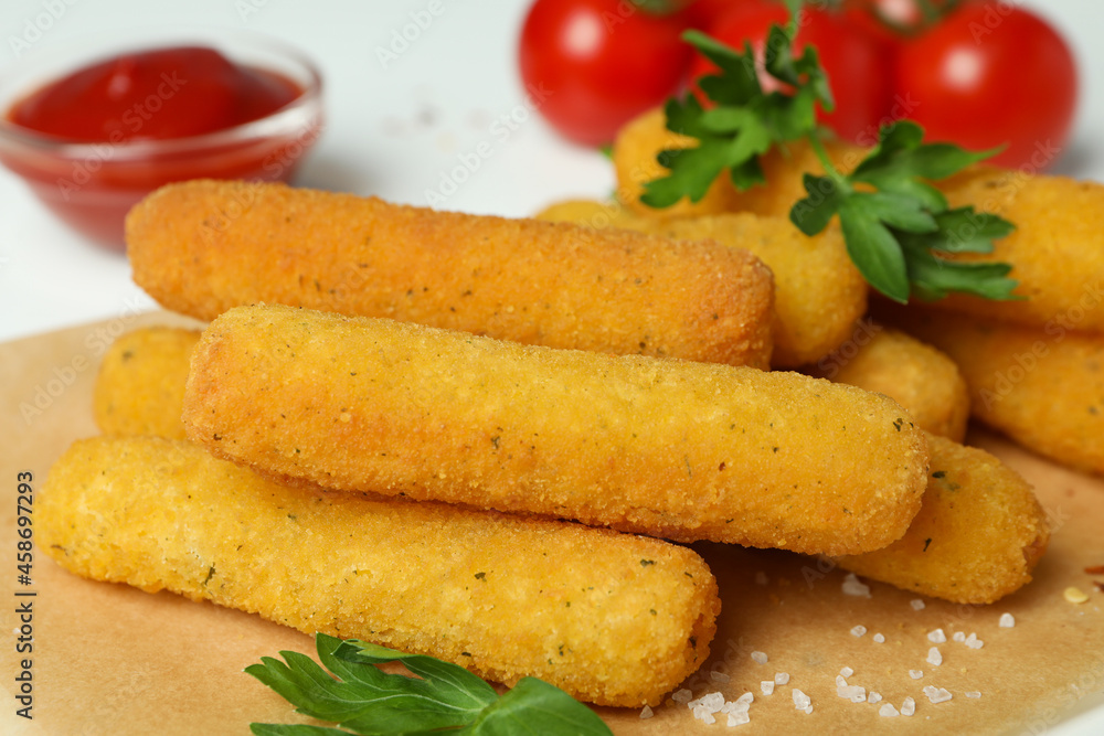 Concept of tasty food with cheese sticks, close up Concept of tasty food with cheese sticks, close up