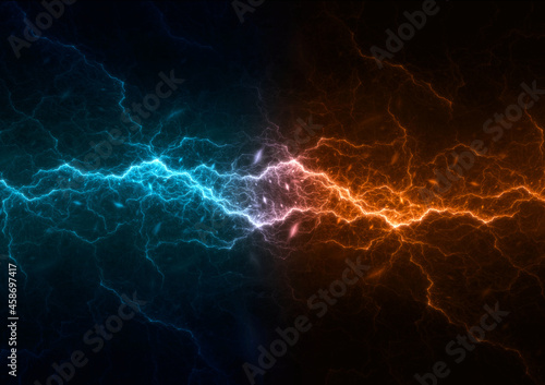 Fire and ice lightning, abstract plasma background