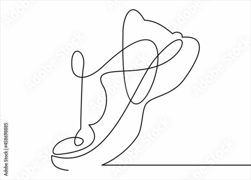 Vector illustration of sneakers. Sports shoes in a line style. Continuous one line