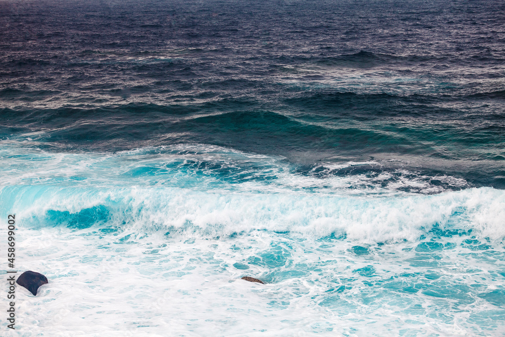 Atlantic Ocean waves lapping on the coast. La Palma Island. Canary Islands.