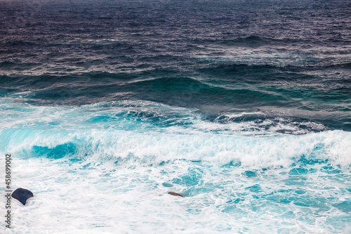 Fototapeta Naklejka Na Ścianę i Meble -  Atlantic Ocean waves lapping on the coast. La Palma Island. Canary Islands.