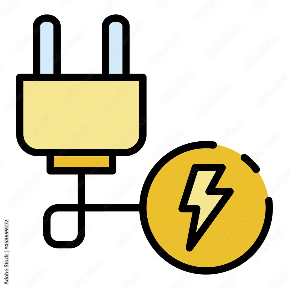 Electric plug wire icon. Outline electric plug wire vector icon color flat isolated Electric plug wire icon. Outline electric plug wire vector icon color flat isolated