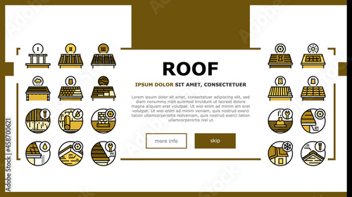 Roof Replacement Job Landing Web Page Header Banner Template Vector. Metal And Wooden Roof Replacement, Installation Solar Panel And Skylight, Ventilation And Renovation Illustration