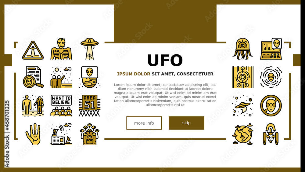 Ufo Guest Visiting Landing Web Page Header Banner Template Vector. Ufo ...