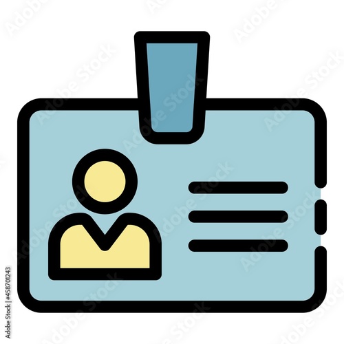 Admin badge icon. Outline admin badge vector icon color flat isolated