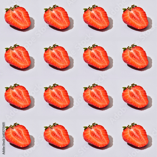 repeating halves of strawberries on a homogeneous background, pattern
