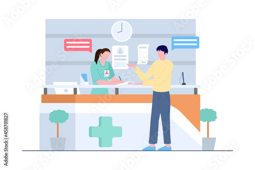 Hospital receptionist illustration scene
