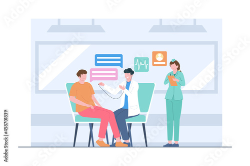 Medical checkup by doctor and nurses illustration scene