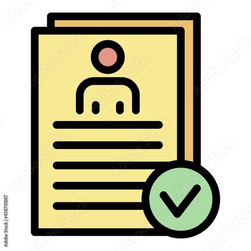 Personal data check icon. Outline personal data check vector icon color flat isolated